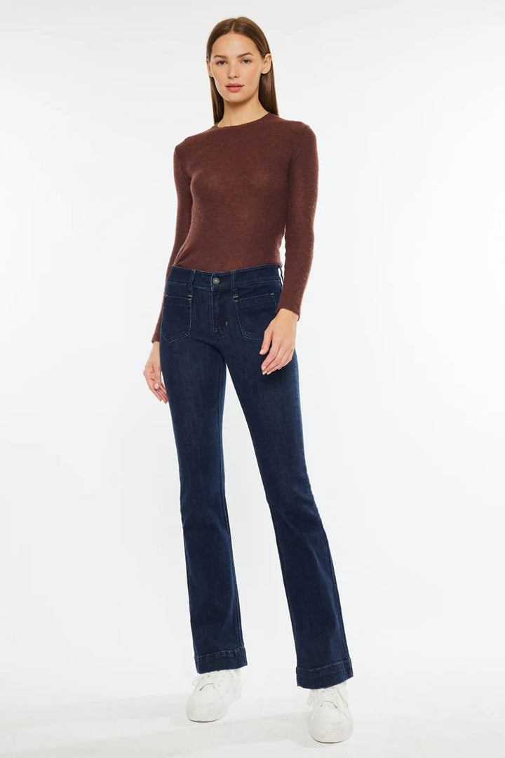 Kancan Mid Rise Pocket Bootcut Jean