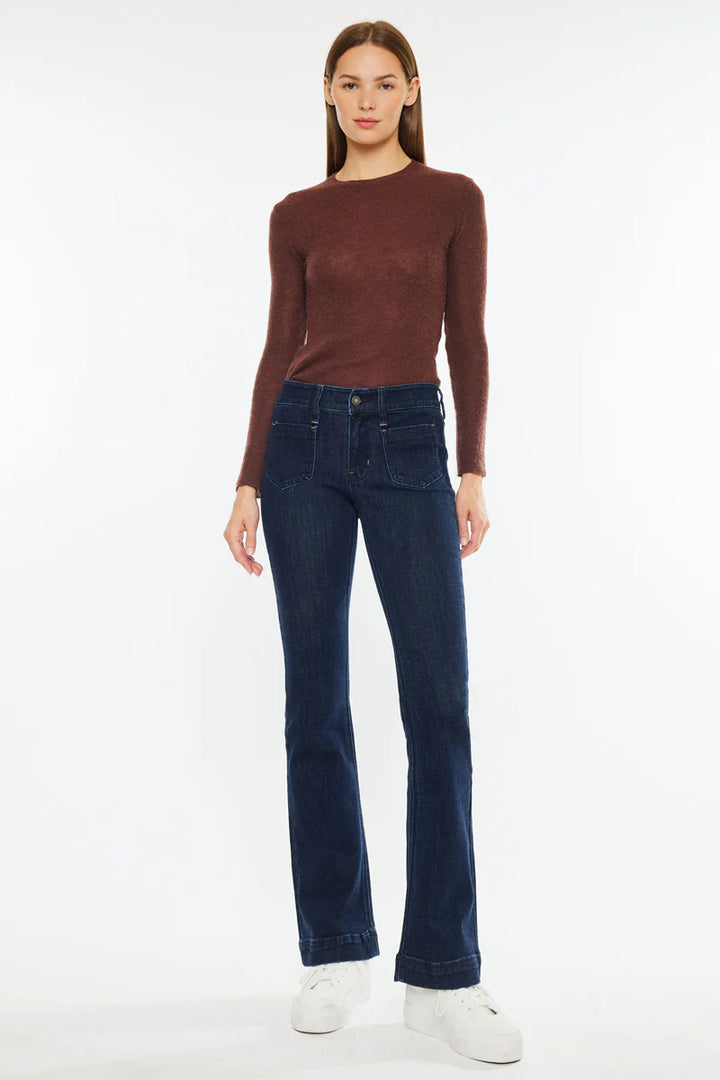 Kancan Mid Rise Pocket Bootcut Jean