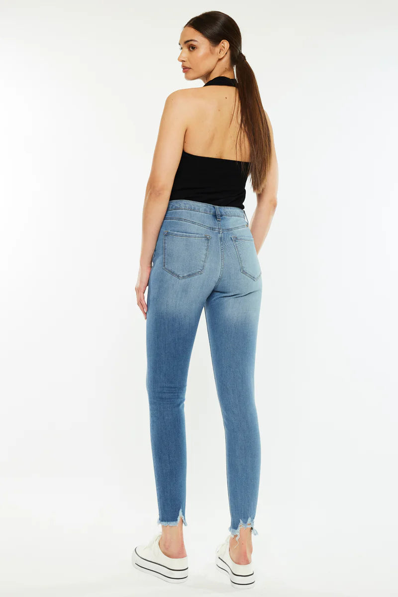 Kancan Kayla Button Skinny Jean (Mid Wash)