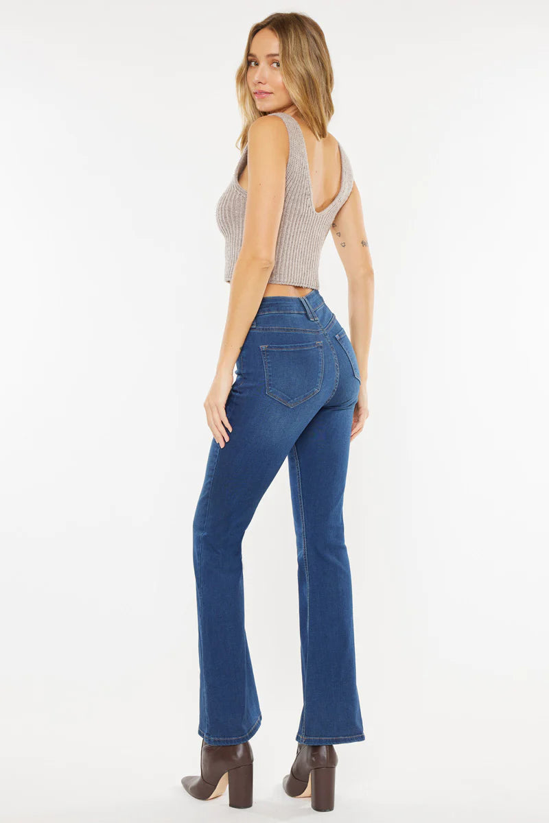 Kancan Petite Button Bootcut Jean