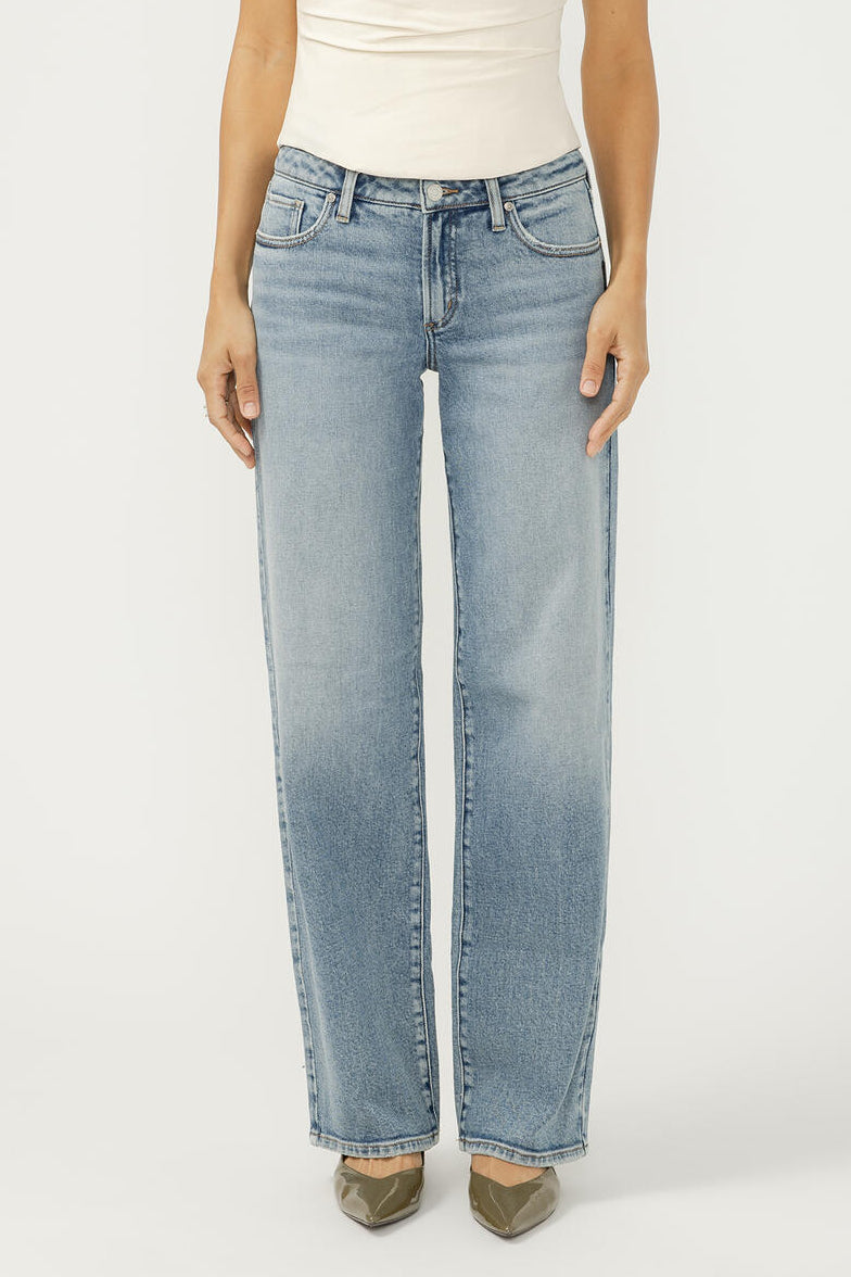 Silver Low Loose Straight Leg Jean