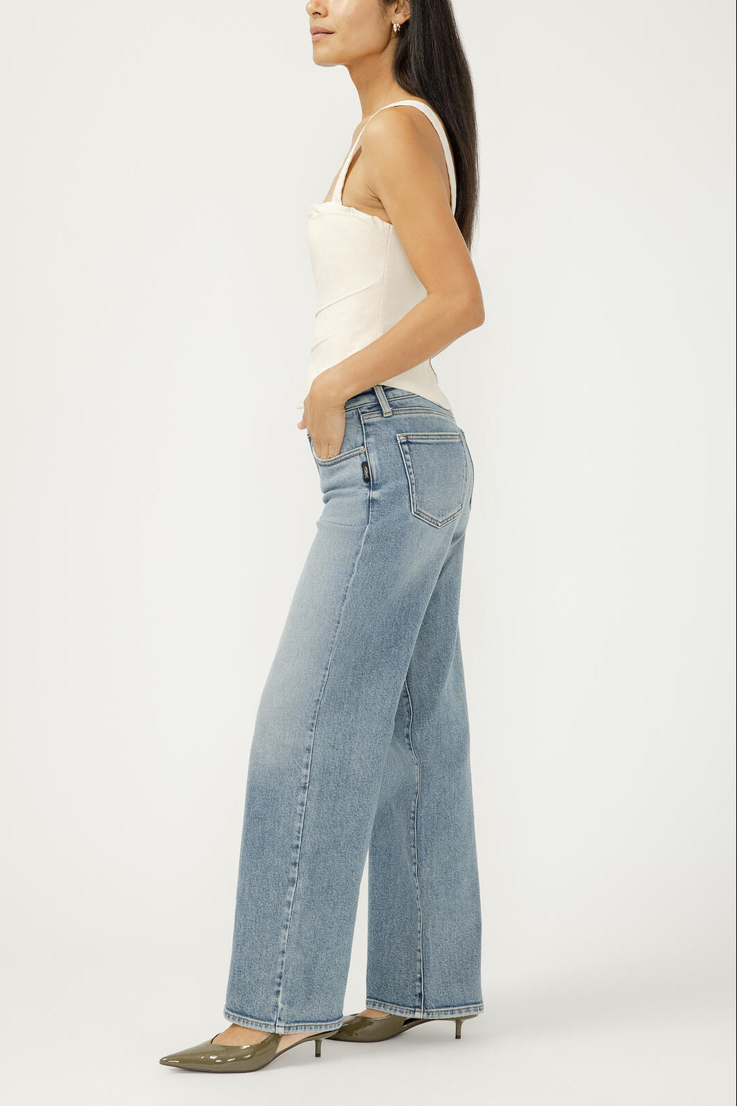 Silver Low Loose Straight Leg Jean