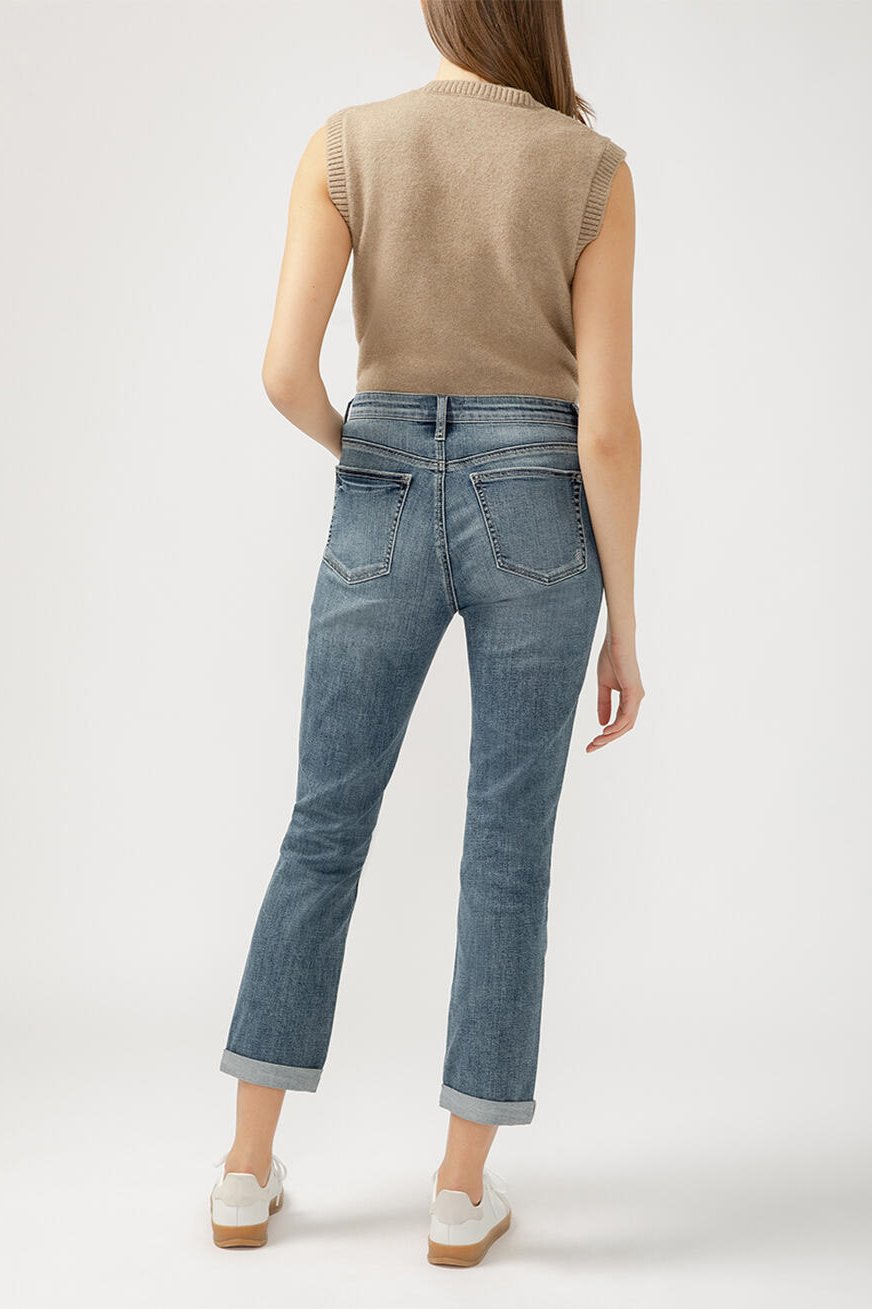 Silver Beau Boyfriend High Rise Jean (Mid Indigo)