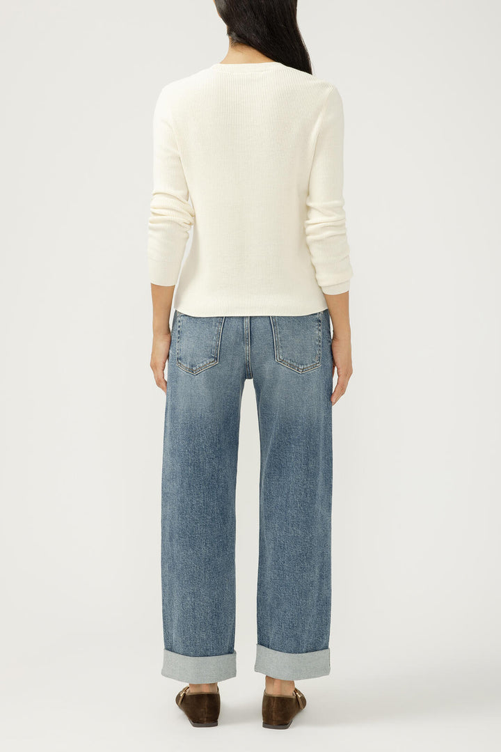 Silver Mid Rise Relaxed Straight Leg Jean
