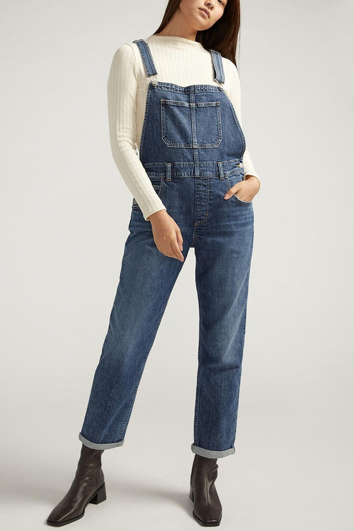 Silver Baggy Straight Leg Overall (Dark Indigo)