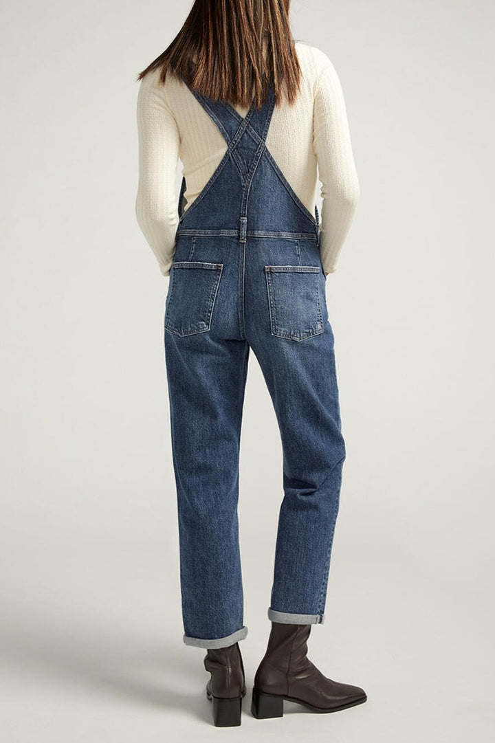 Silver Baggy Straight Leg Overall (Dark Indigo)