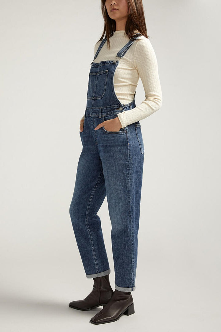 Silver Baggy Straight Leg Overall (Dark Indigo)