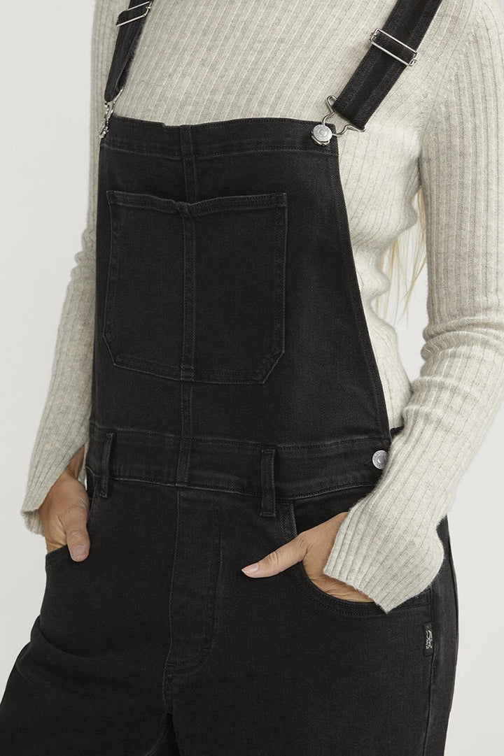 Silver Baggy Straight Leg Overall (Black Denim)