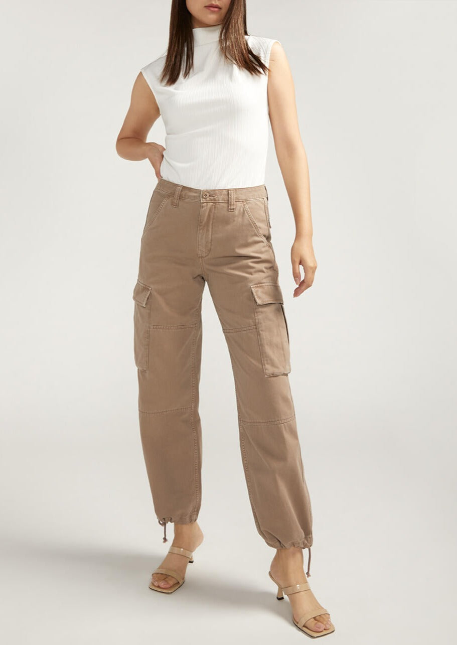 Silver Relaxed Cargo Pants (Taupe)