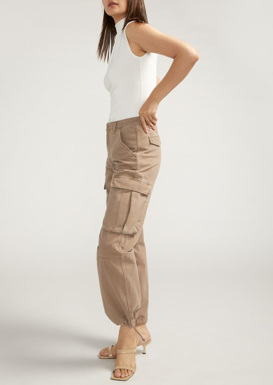 Silver Relaxed Cargo Pants (Taupe)
