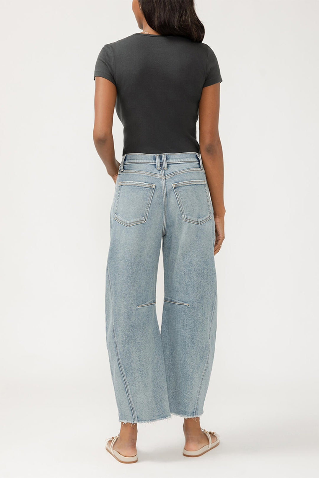 Silver High Rise Horseshoe Jean