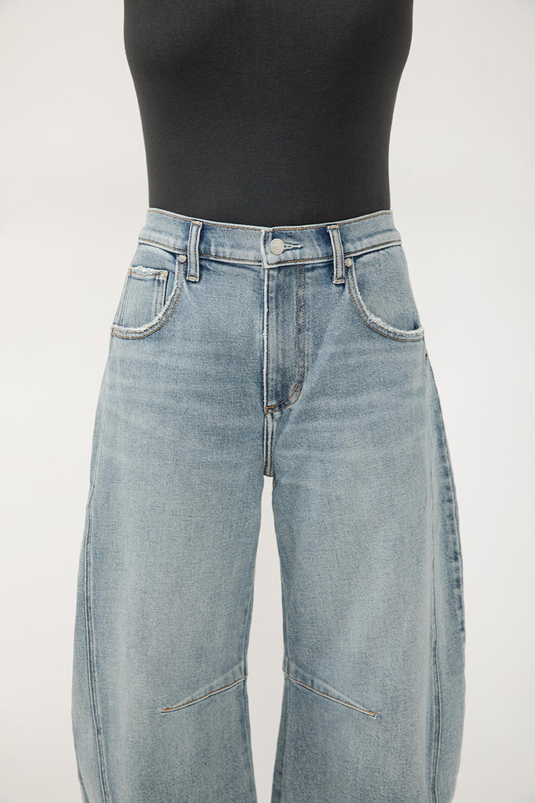 Silver High Rise Horseshoe Jean