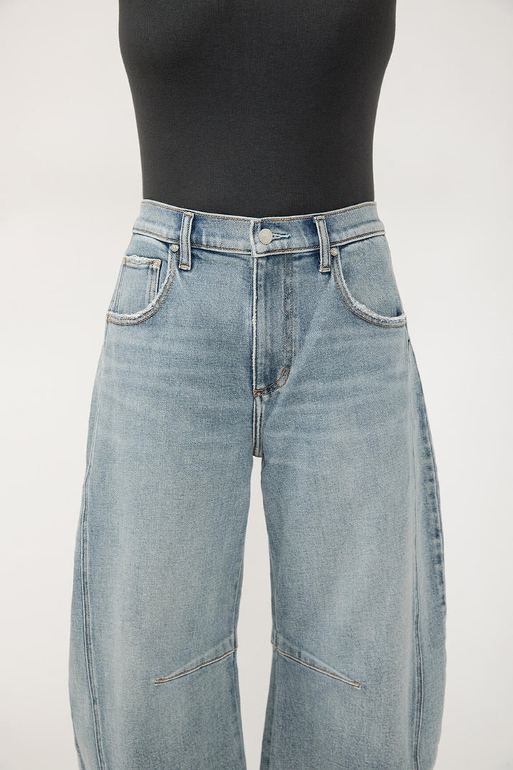 Silver High Rise Horseshoe Jean