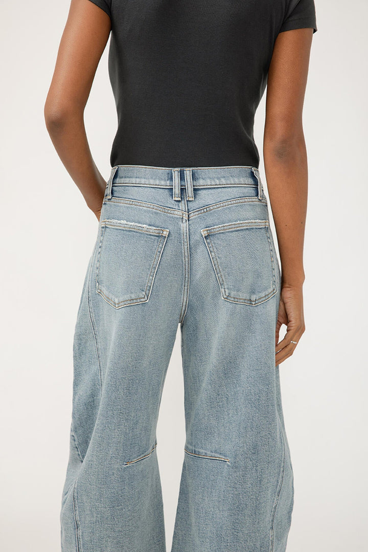 Silver High Rise Horseshoe Jean