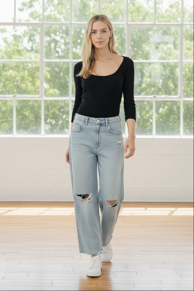 Silver Be Easy Wide Leg Ankle Jean