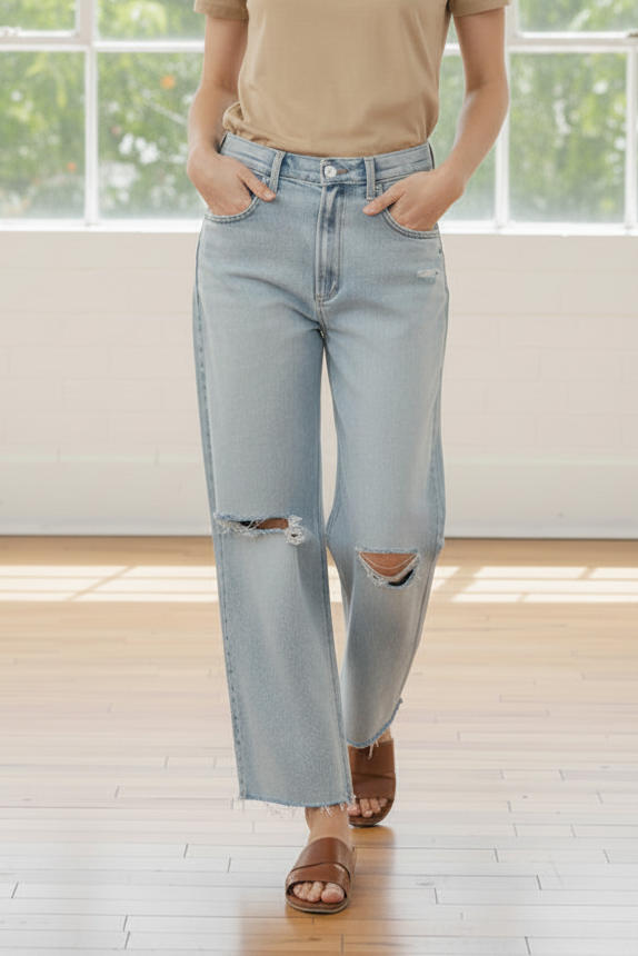 Silver Be Easy Wide Leg Ankle Jean