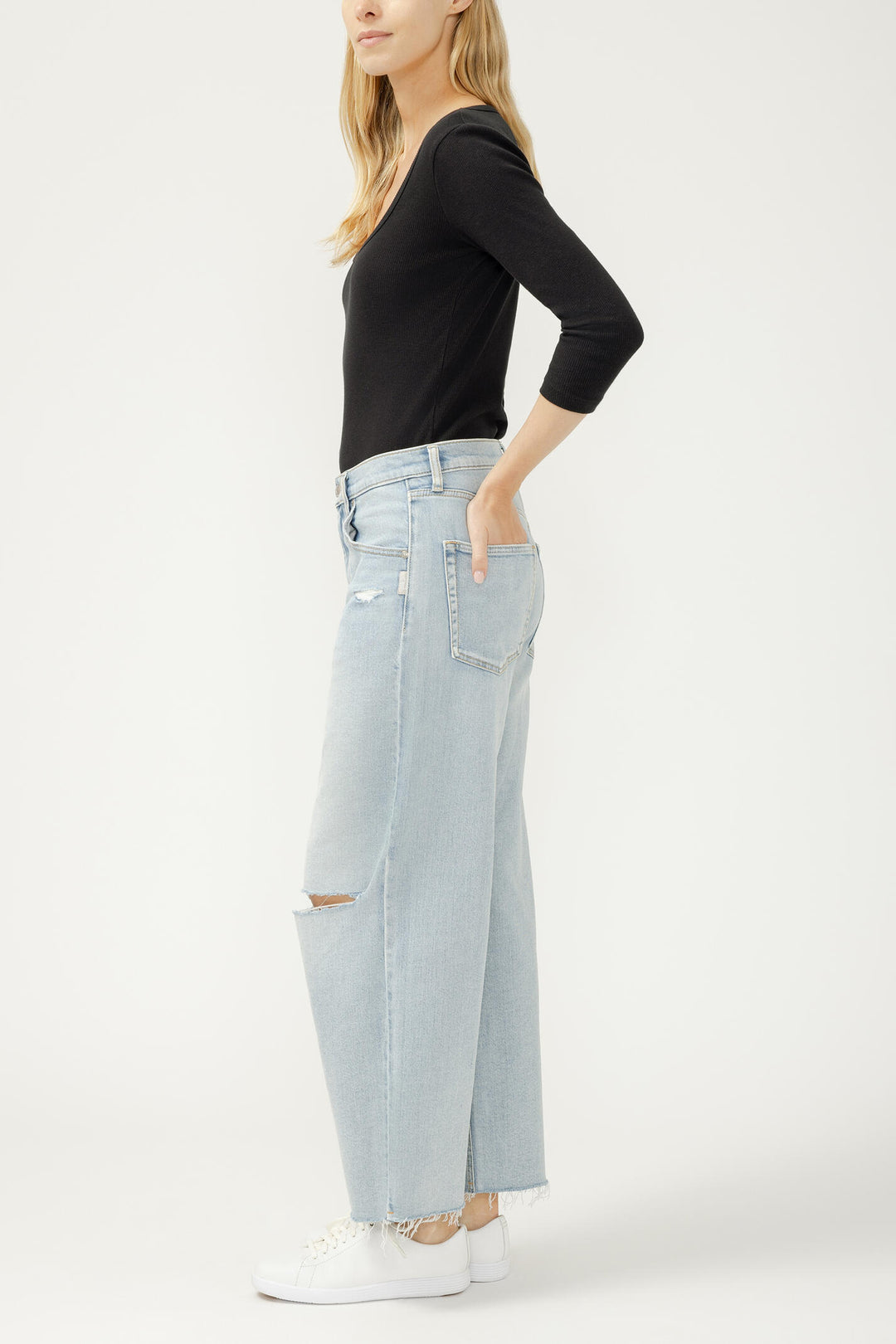 Silver Be Easy Wide Leg Ankle Jean