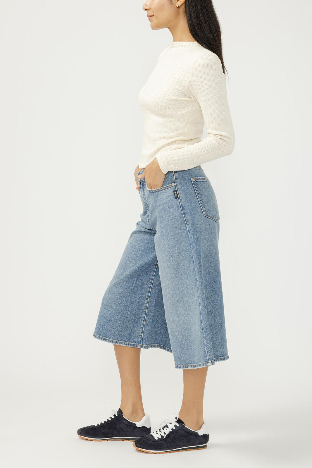 Silver High Rise Culotte Jean