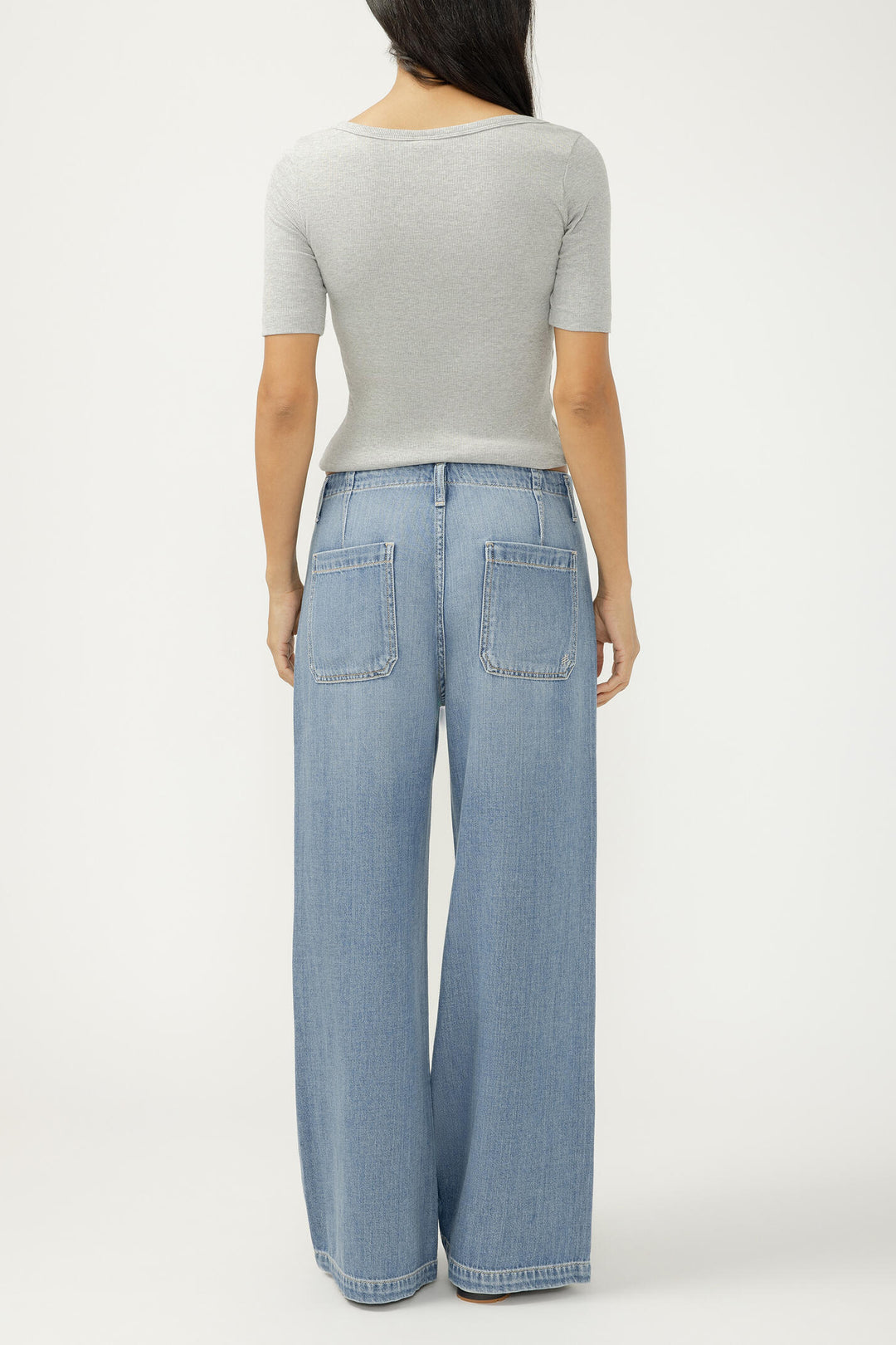 Silver Ultra Soft Wide Leg Drawstring Jean