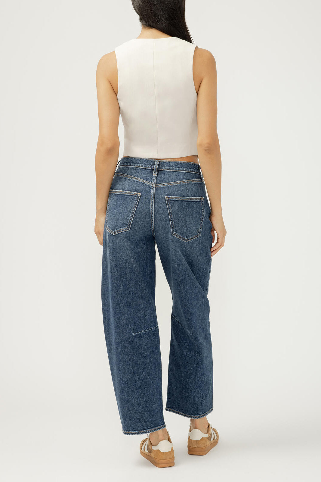 Silver High Rise Baggy Barrel Jean