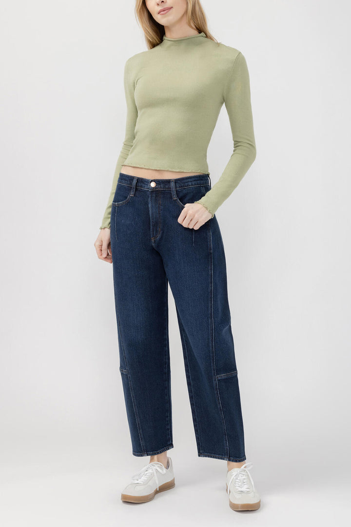 Silver Slim Barrel Leg Jean