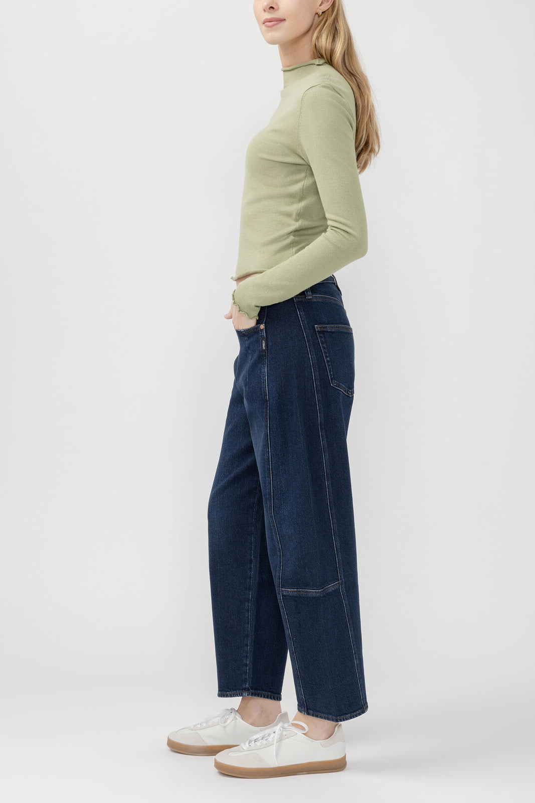 Silver Slim Barrel Leg Jean
