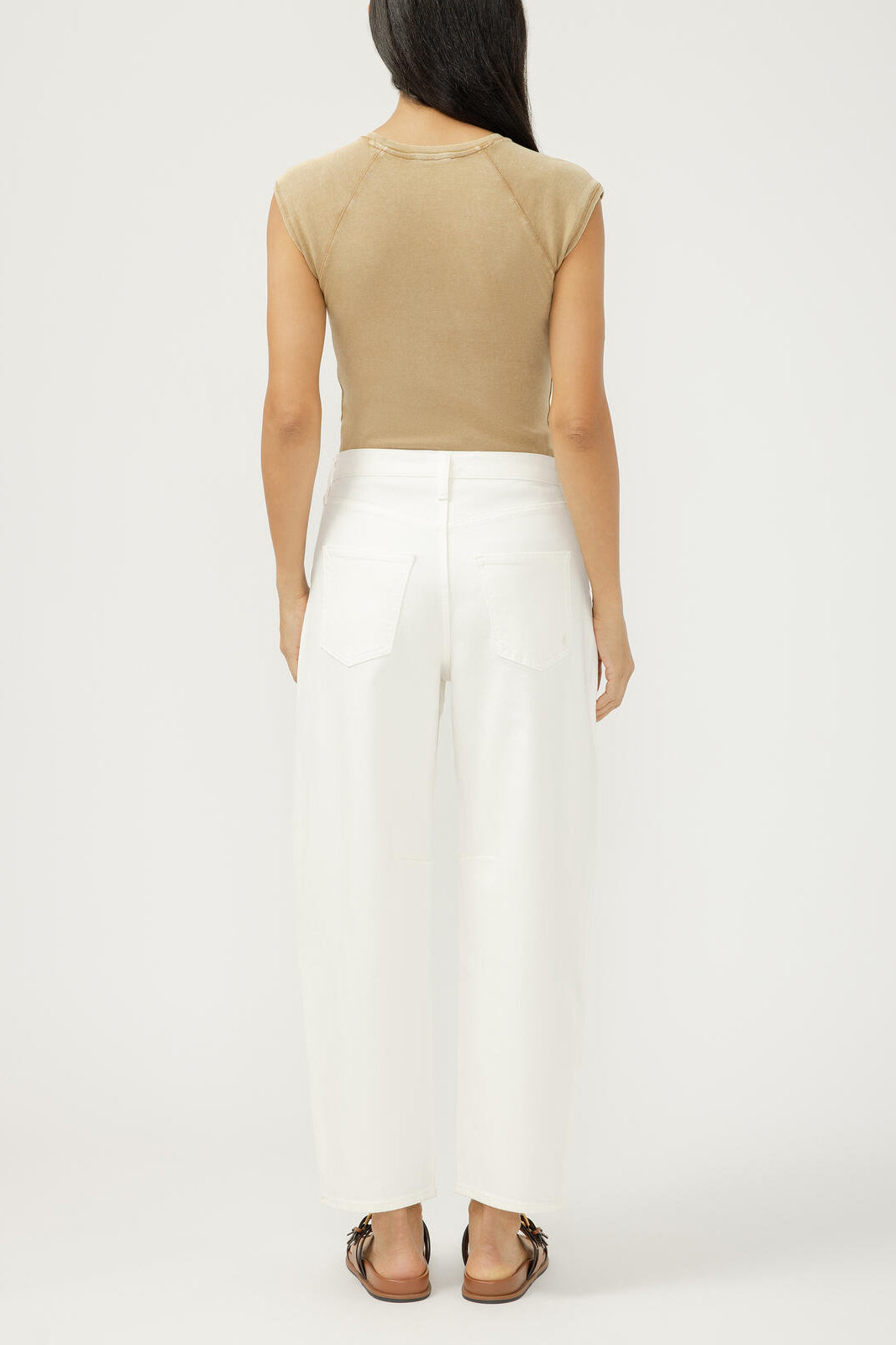 Silver High Rise Slim Barrel Leg Jean