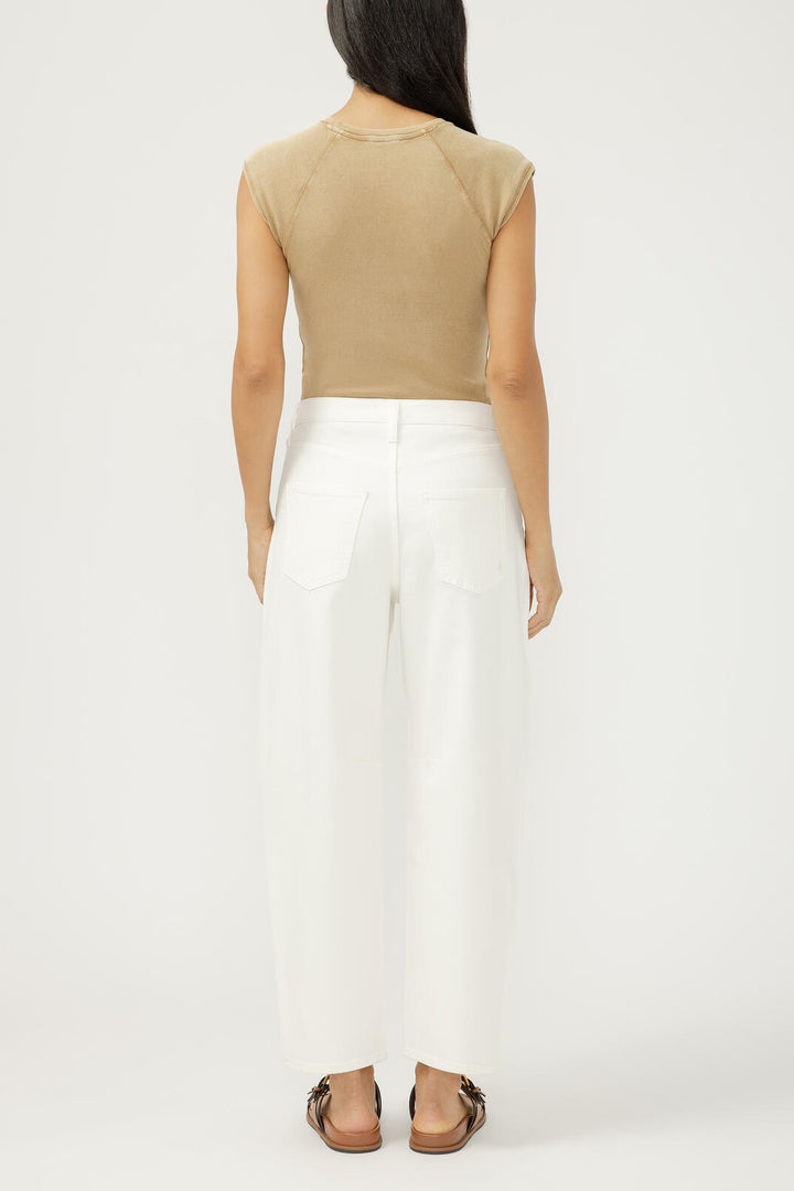 Silver High Rise Slim Barrel Leg Jean