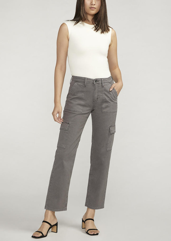 Silver Suki Mid Rise Cargo Pants (Grey)