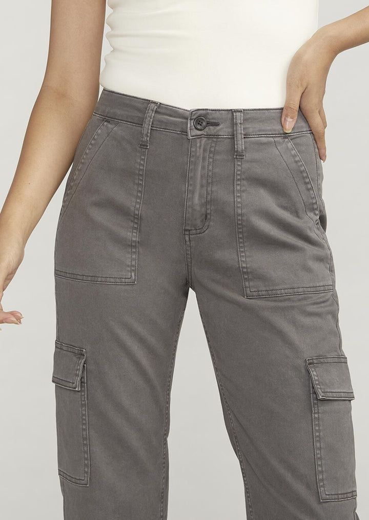 Silver Suki Mid Rise Cargo Pants (Grey)