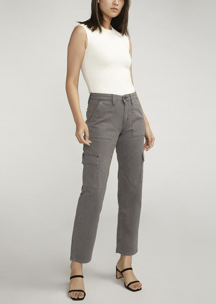 Silver Suki Mid Rise Cargo Pants (Grey)