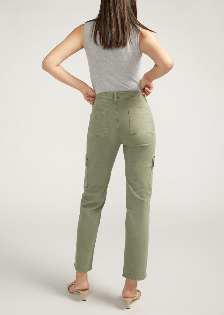 Silver Suki Mid Rise Cargo Pants (Light Olive)