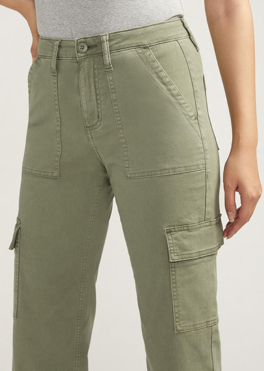 Silver Suki Mid Rise Cargo Pants (Light Olive)