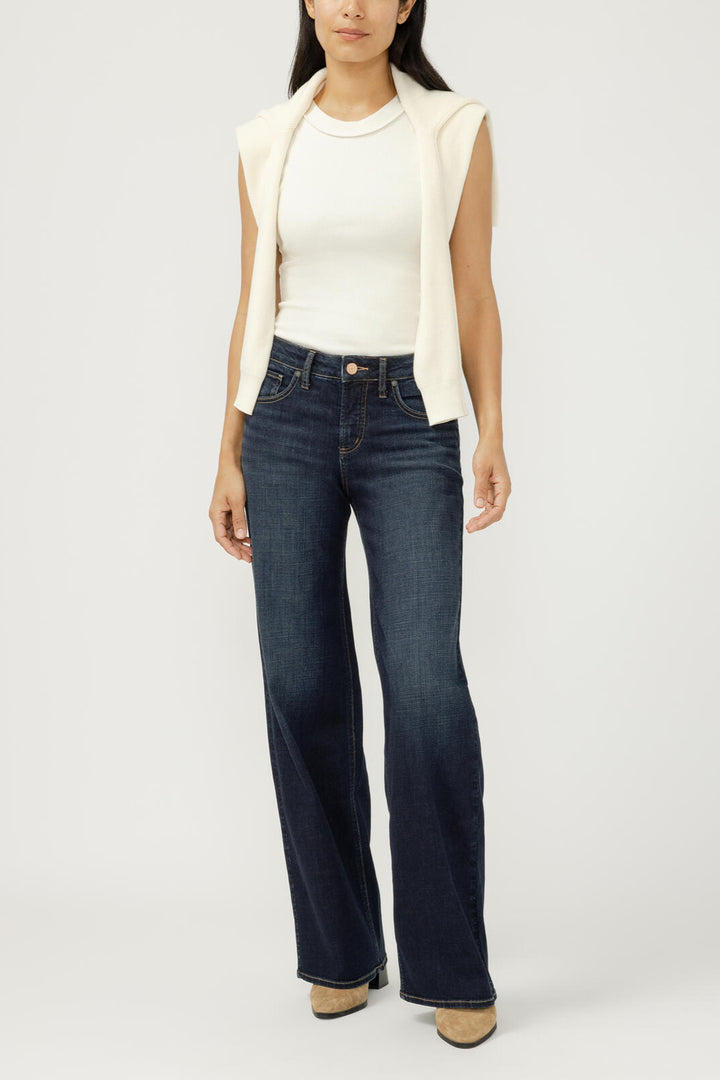 Silver Suki Luxe Stretch Wide Leg Jean 31" (Dark Wash)