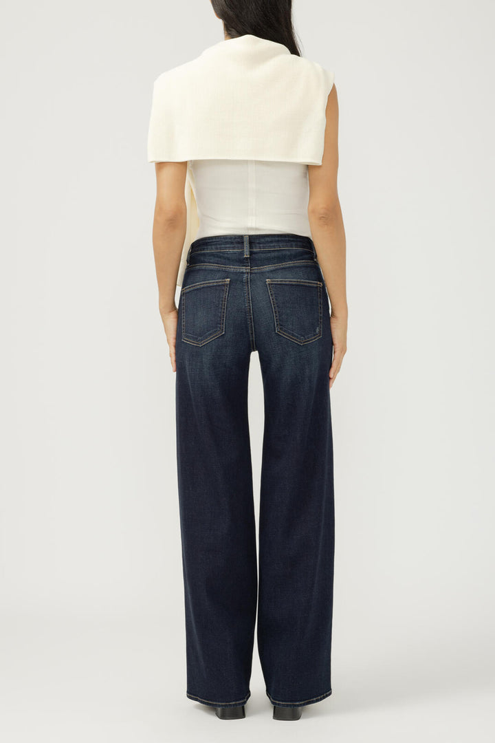 Silver Suki Luxe Stretch Wide Leg Jean 31" (Dark Wash)