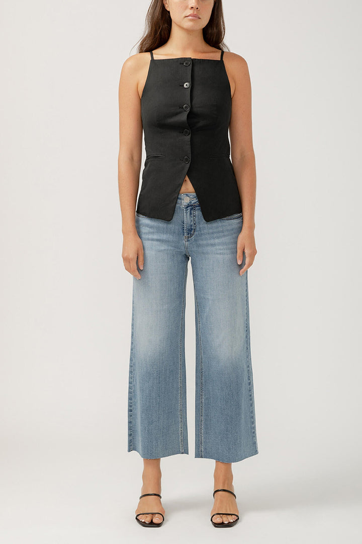 Silver Suki Mid Rise Wide Leg Ankle Jean