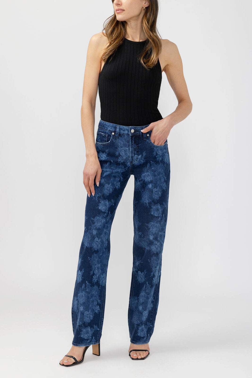 Silver Avery Floral Straight Leg Jean