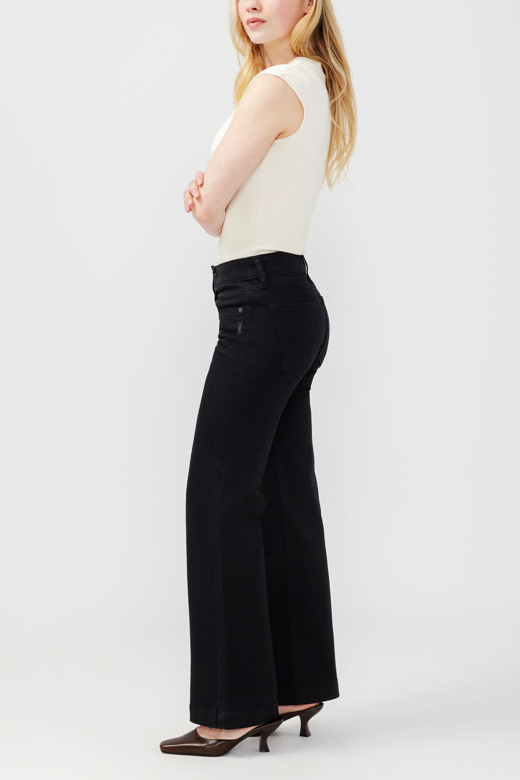 Silver Avery High Rise Trouser - 33" (Black)