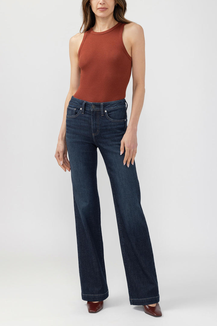 Silver Avery High Rise Trouser - 33" (Dark Wash)
