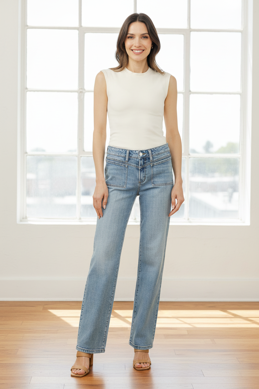 Silver Avery High Rise Pocket Trouser