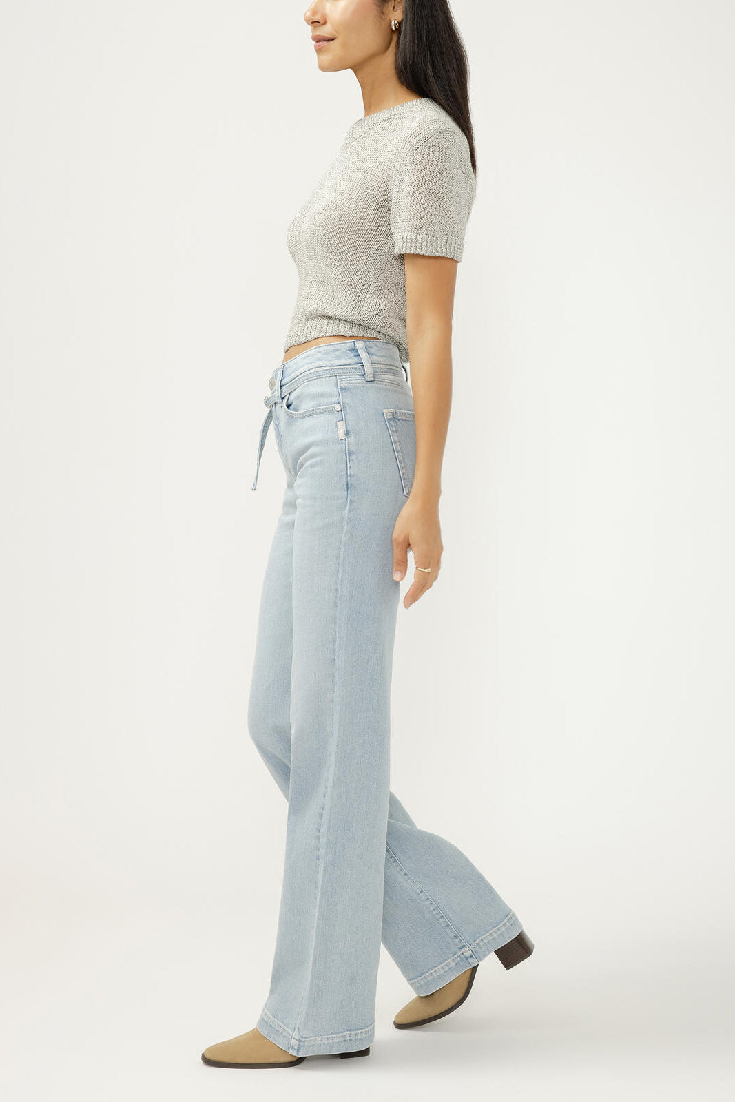 Silver Avery High Rise Belted Trouser - 33"