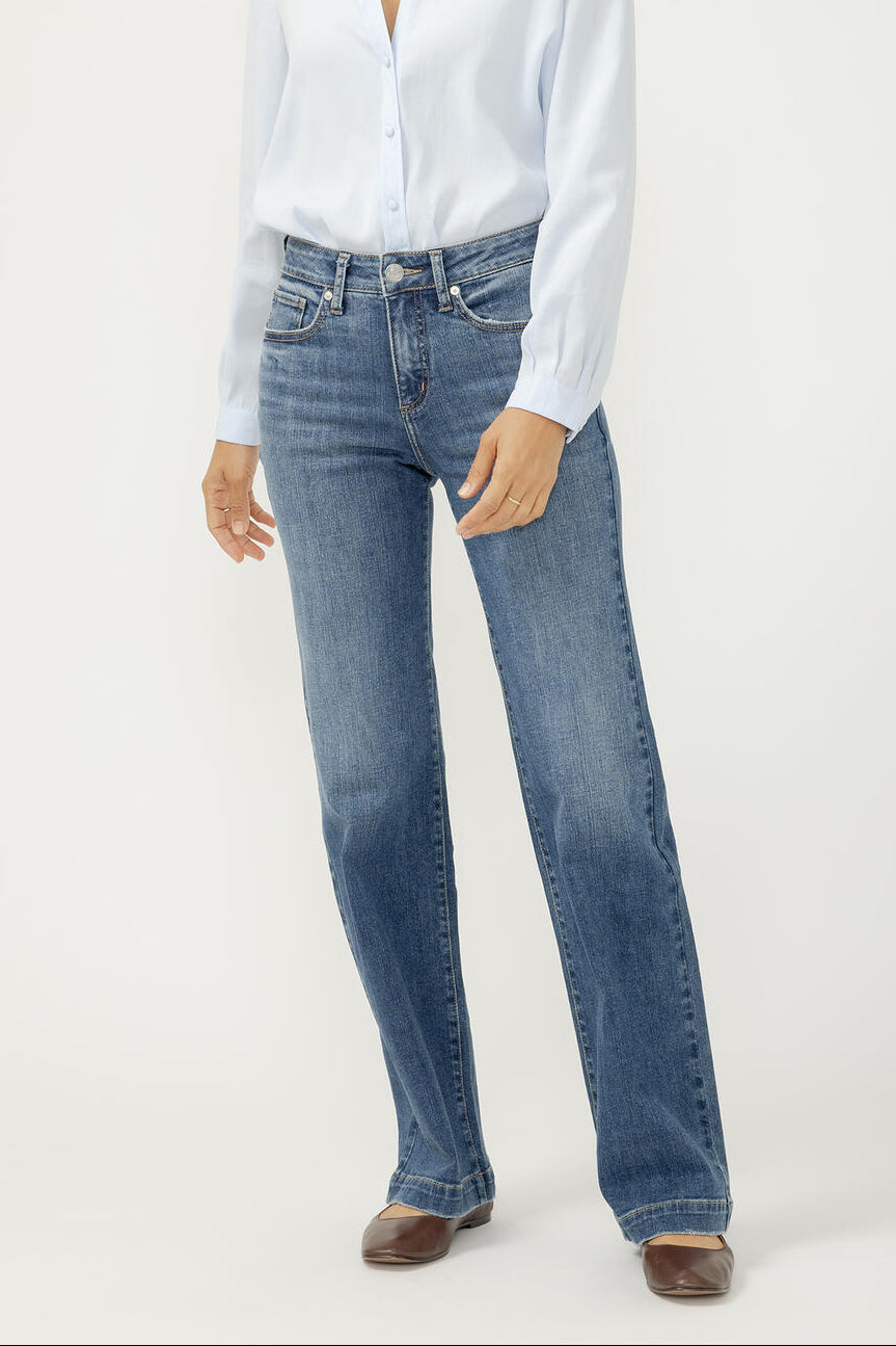 Silver Avery High Rise Trouser - 33" (Mid Wash)
