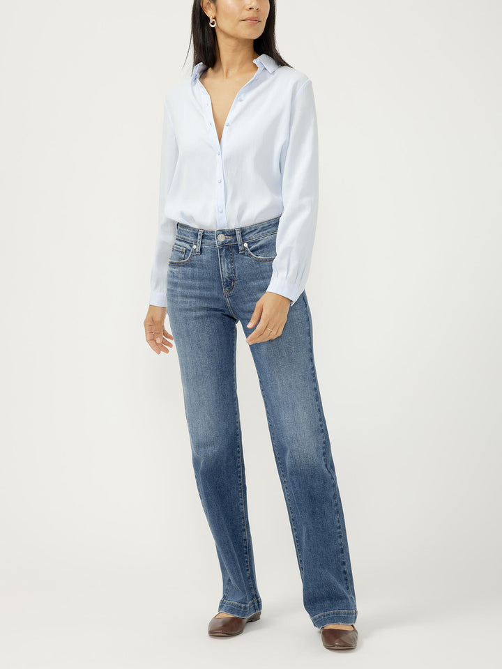 Silver Avery High Rise Trouser - 31" (Mid Wash)
