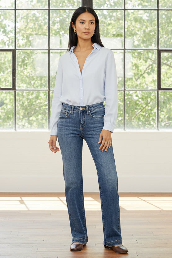 Silver Avery High Rise Trouser 33" (Mid Wash)