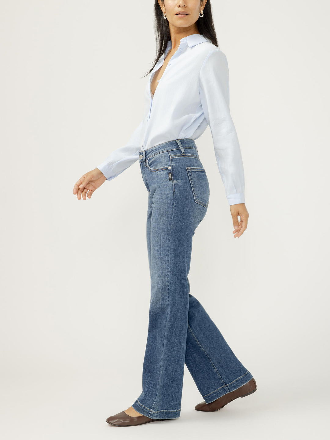 Silver Avery High Rise Trouser - 31" (Mid Wash)