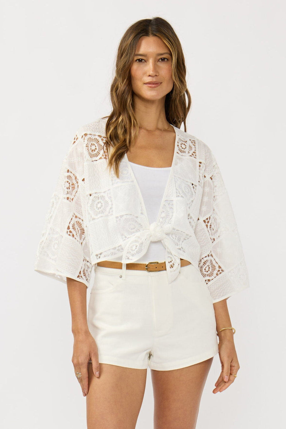 Lovestitch Lacey Tie Front Kimono Top