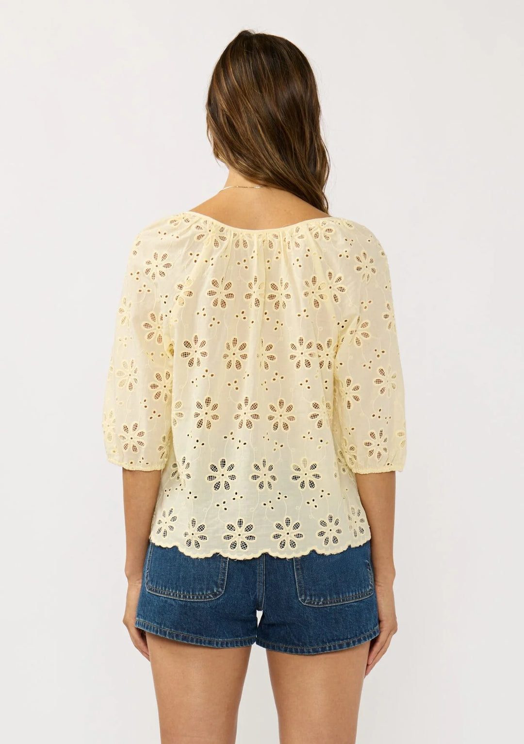 Lovestitch Nina Cotton Eyelet Top (Yellow)