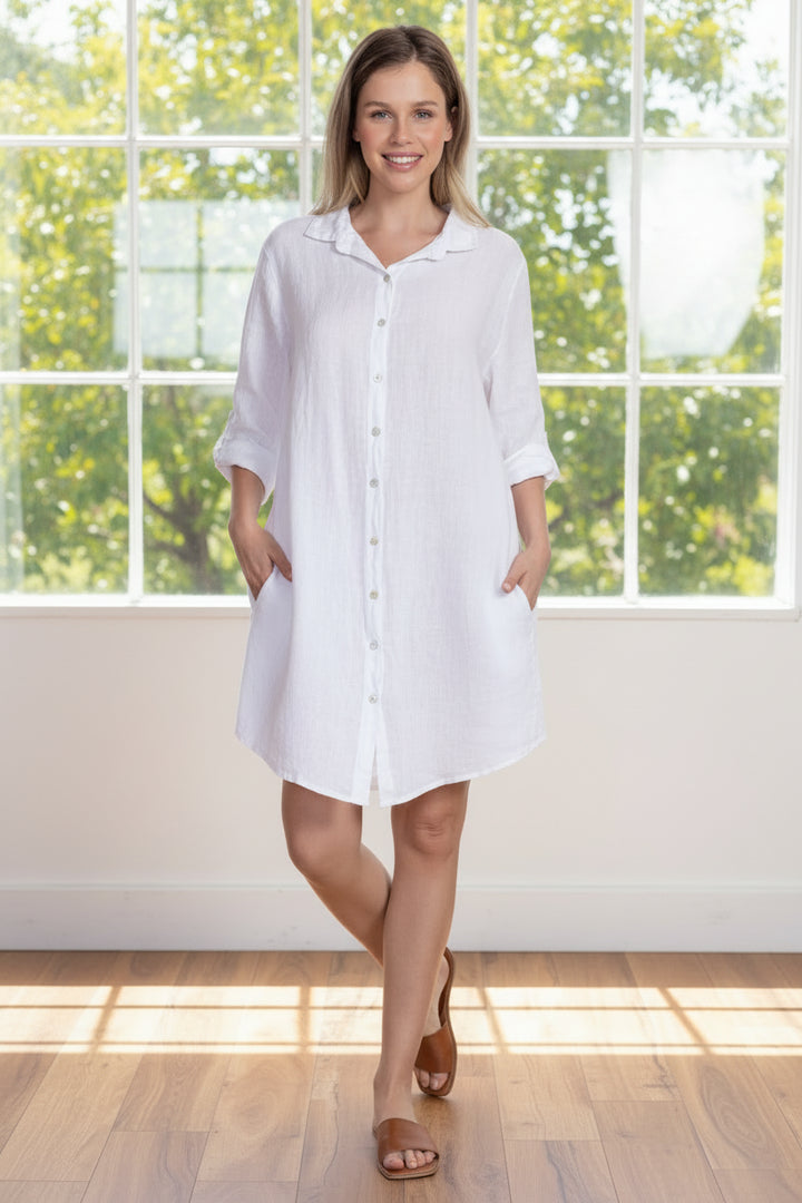 Meo Linen Florence Cardigan (White)