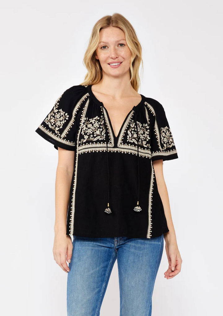 Lovestitch Joelle Embroidered Tee (Black)