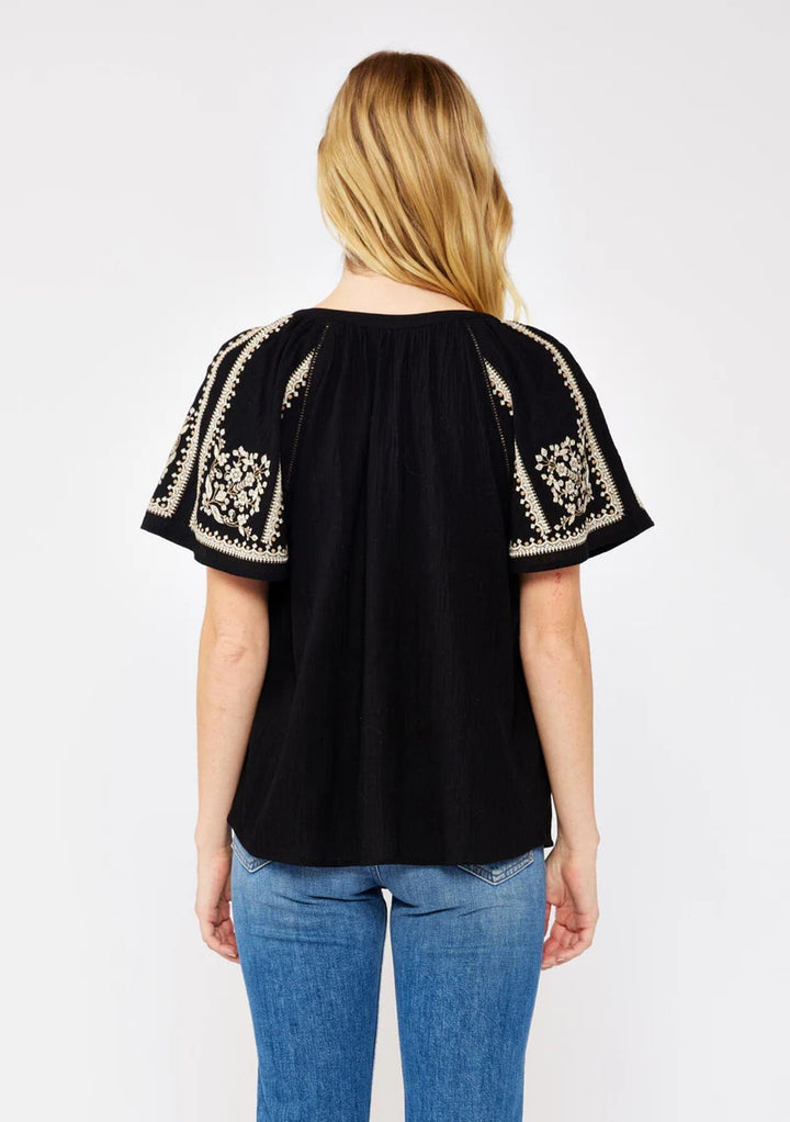 Lovestitch Joelle Embroidered Tee (Black)